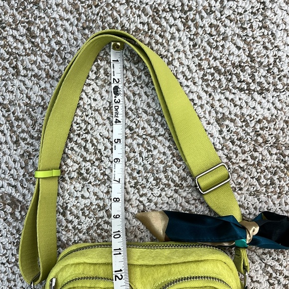 PARFOIS TEXTURED CROSSBODY BAG CHARTREUSE COWHIDE LEATHER HAIR MADE IN PORTUGAL - Picture 16 of 17